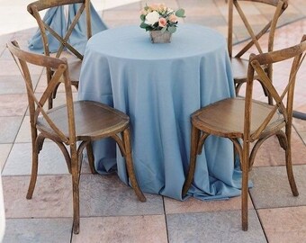 Nappe en coton bleu ciel, nappe de mariage ronde, décoration de table de mariage bohème, taille personnalisée lavée grande nappe