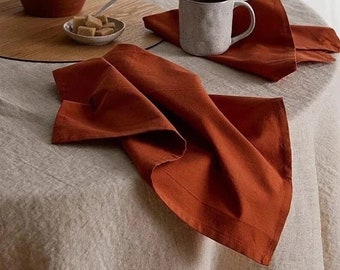 50 Pack Rust Napkins , Handmade Table Decor Napkins , Cocktail Dinner Party Napkins , Rust Washable Napkins