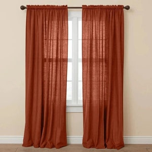 Natural Cotton Curtains / Washed Rust Curtains / Bedroom, Living Room, Door Curtans | Housewarming Gift | Washable Farmhouse Curtains