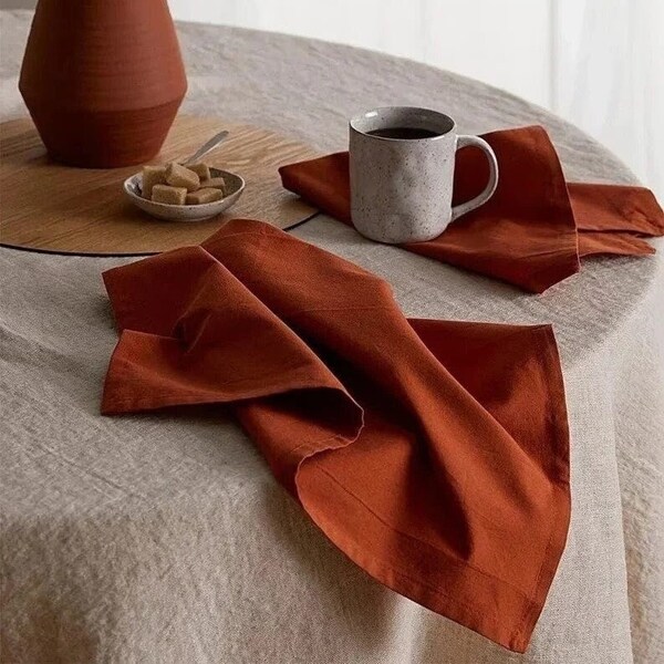 100 Pack Rust Napkin, Cotton napkins, Handmade Napkin, Rust Washable Napkins