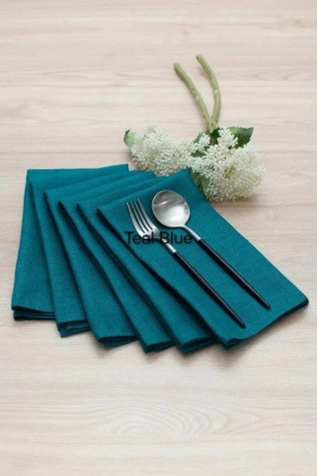 50 Pack Teal Blue Napkin, Cotton Napkins, Handmade Napkin, Teal Blue