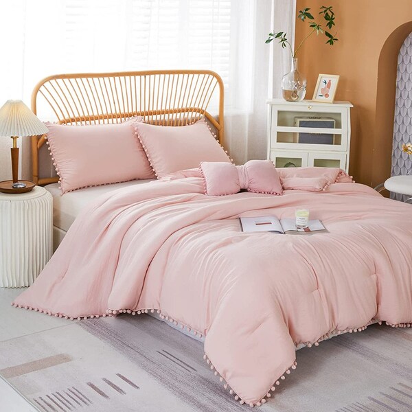 Pink Pom Pom Twin Bedding Etsy