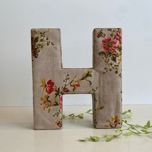 Printed Floral Fabric H Alphabet Letter for the Wall