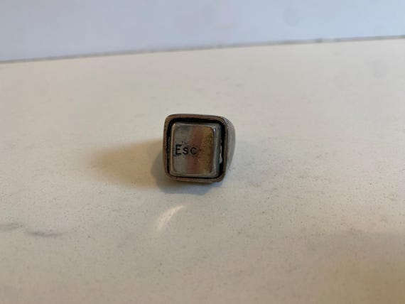 Vintage Nerd Ring -Escape Key Computer Keyboard R… - image 2