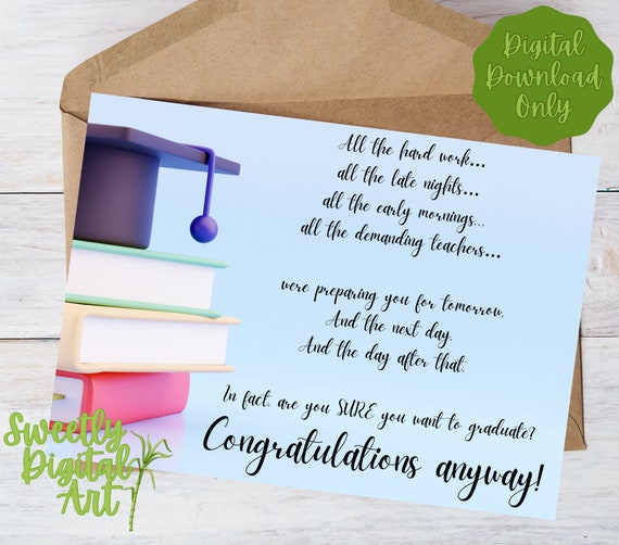 Funny Graduation Card Instant Download Printable | Etsy