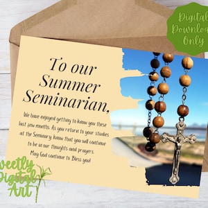 Tarjeta de despedida de seminarista de verano - Descarga instantánea - Tarjeta imprimible para un seminarista católico - Adiós a la tarjeta de seminarista de verano