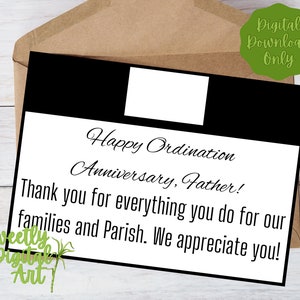 Biglietto per l'anniversario dell'ordinazione sacerdotale - Download istantaneo - Biglietto stampabile per il giorno dell'anniversario dell'ordinazione di un prete - Biglietto cattolico