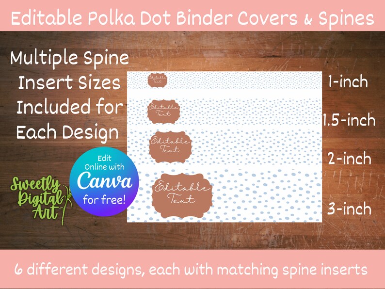 6 Custom Polka Dot Binder Cover & Spine Inserts for Boho Teachers