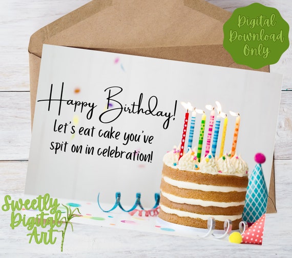 Funny Printable Birthday Card Happy Birthday Instant | Etsy