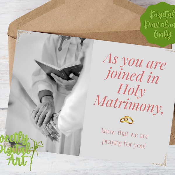 Wedding Card - Catholic Wedding Card - Instant Download - Printable Card for Weddings, Holy Matrimony Card, Gift Card for Newlyweds