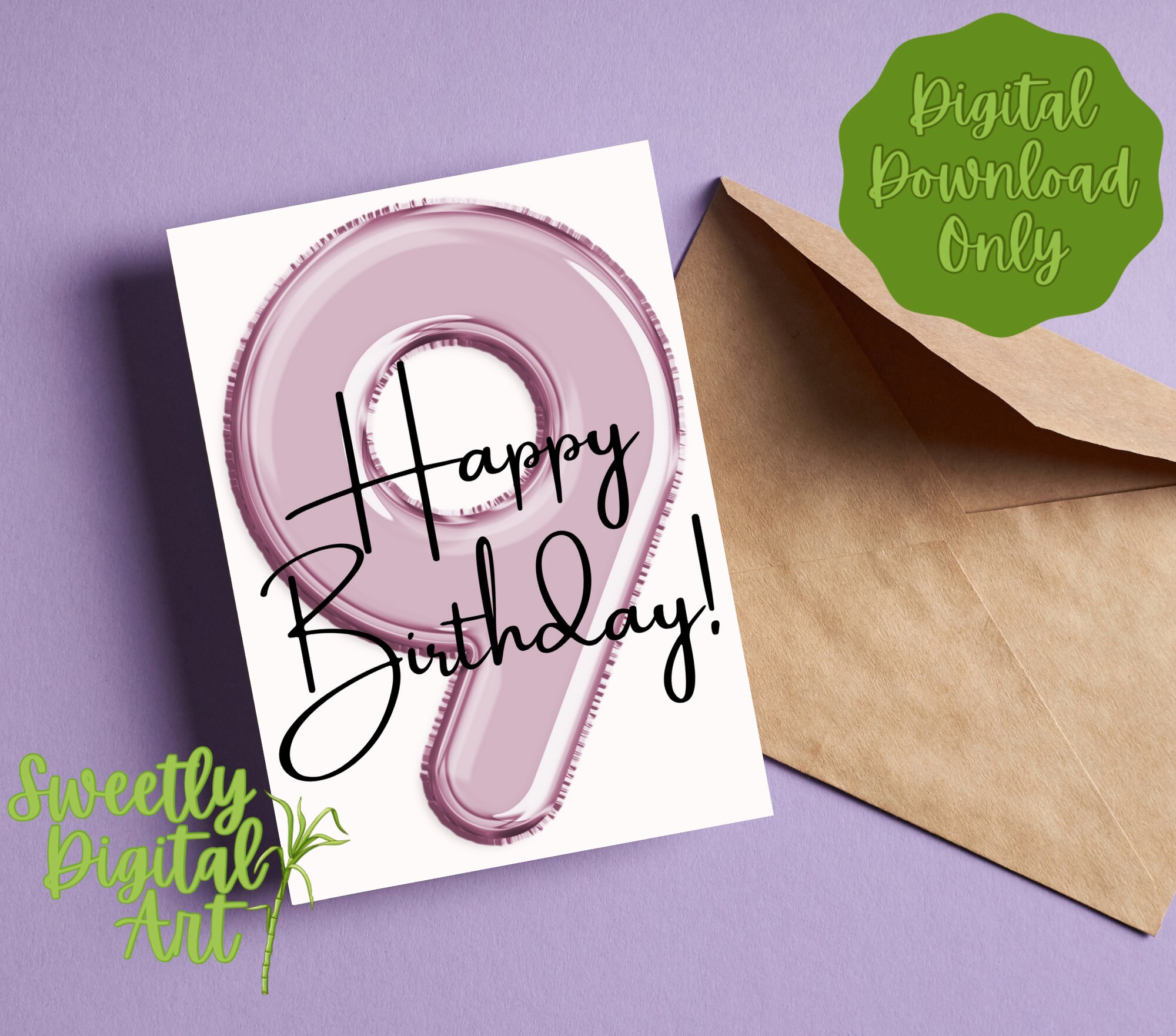 Printable 9th Birthday Card Happy Birthday Instant Download - Etsy printable-9th-birthday-card-happy-birthday-instant-download-etsy