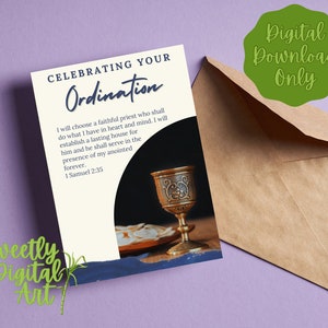 Priesterwijdingsdagkaart - Direct downloaden - Afdrukbare kaart voor een nieuwe priesterwijdingsdag - Katholieke kaart - Gelukkige wijdingsdag!