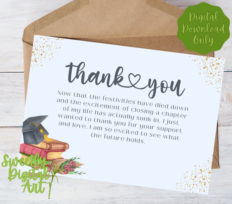 Graduation Thank You Card Instant Download Printable Thank You Card