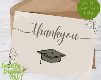 Tackkort för examen - Direktnedladdning - Utskrivbart tackkort - Tacka lärare, handledare, föräldrar, tack till alla som hjälpte till!