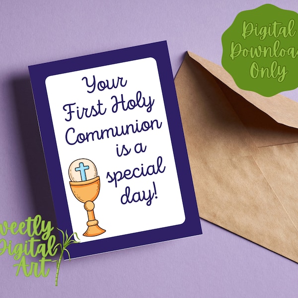 First Communion Card - Instant Download - Printable Card for First Communion - Catholic Card - 1st Communion - God Bless