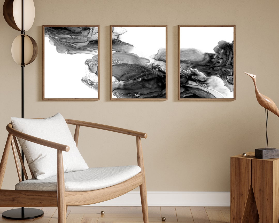 Black and White Abstract Art Prints - Set of 3 Digital Download - Etsy