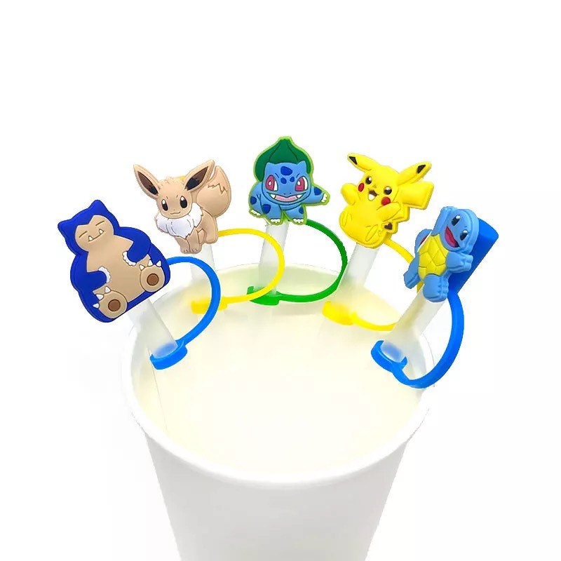 1/5/10PCS Pokemon Reusable Plastic Straws Pikachu Kids Birthday Party Decor  Straws Milkshake Ice Drinks Wedding Party Supplies