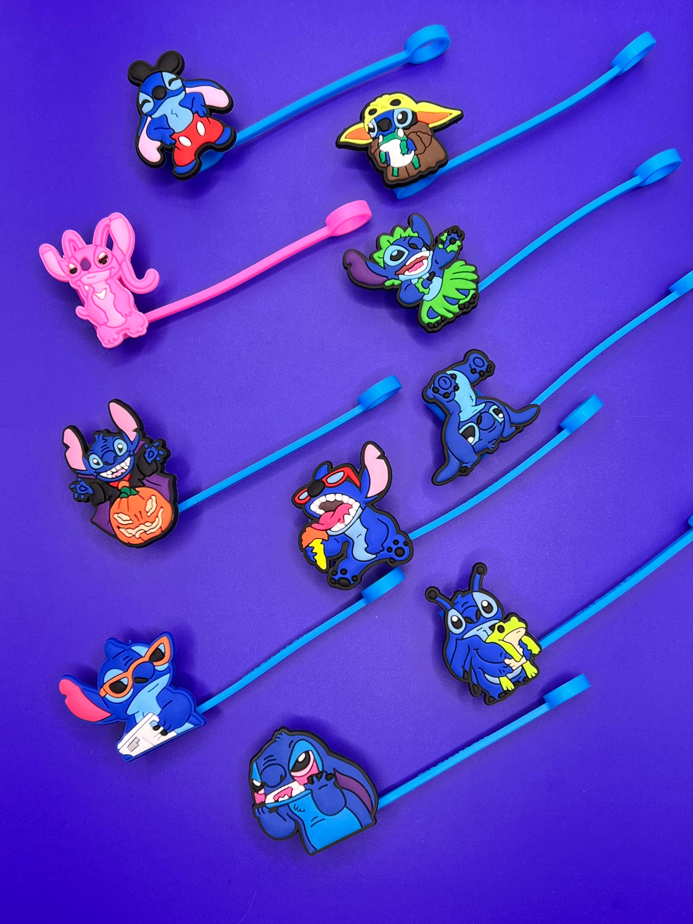  ZOSTLAND 6pcs Cute Cartoon Stitch Straw Cover Caps,Straw Topper  Silicone Reusable Straw Plugs,Compatible with Stanley 30 oz 40 oz Tumbler  Straw Topper for Cup Accessory (Stitch-6pcs): Home & Kitchen
