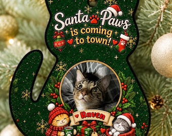 Adorno navideño personalizado para gatos, adorno con foto de mascota personalizada, adorno conmemorativo para mascotas, regalo para mamás de gatos, recuerdo navideño con nombre de gato personalizado