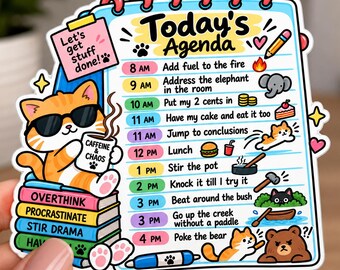 Pegatina divertida para adultos, pegatina de gato, pegatina divertida para la oficina, pegatina de humor laboral, regalo sarcástico para compañeros de trabajo, pegatina para portátil