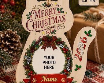 Adorno navideño personalizado para mascotas, adorno personalizado para gatos, adorno con retrato de mascota, regalo para amantes de los gatos, decoración navideña personalizada para mascotas, regalo de Navidad para mamá