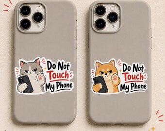 Pegatina "No toques mi teléfono" Divertida pegatina para funda de teléfono Vinilo adhesivo lindo para teléfono Pegatina estética para teléfono Android iPhone