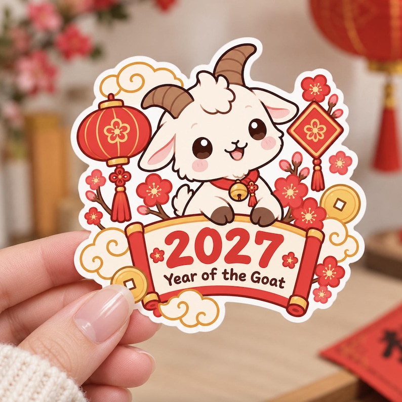 2027 Year of the Goat Sticker Lunar New Year Sticker Chinese New Year ...