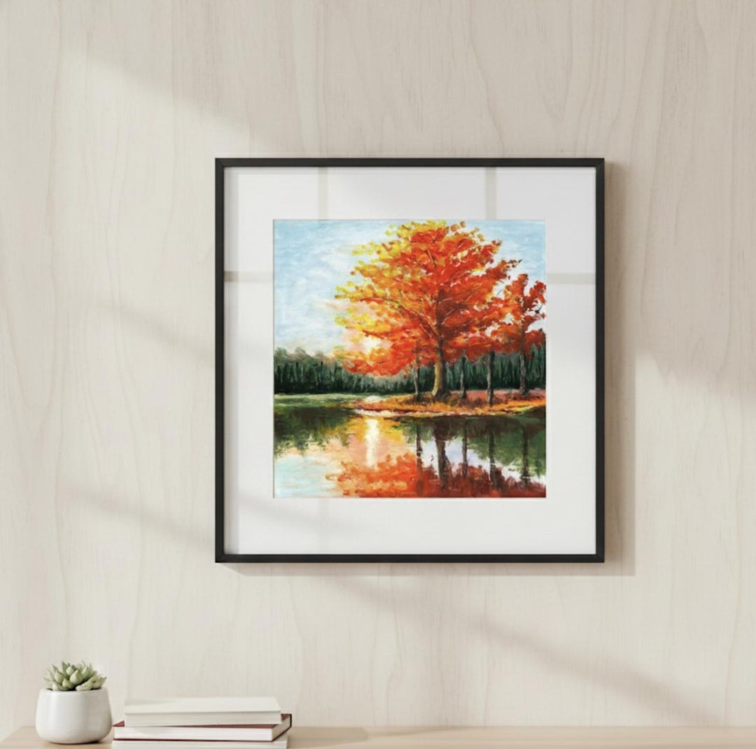 Autumn Landscape Art Print Fall Tree Painting Vibrant Nature Wall Decor ...
