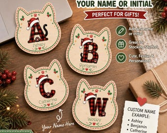 Pegatinas personalizadas para regalos de Navidad, etiqueta de regalo con nombre, etiqueta navideña, etiqueta personalizada con nombre, pegatina con inicial del alfabeto para niños, etiqueta para envolver regalos