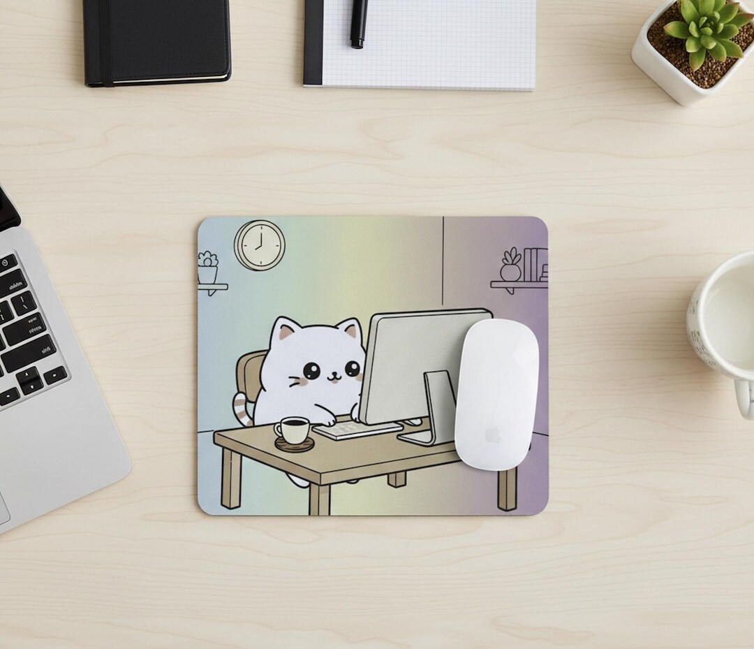 Kawaii Cat Mousepad Cute Gaming Desk Mat Mouse Pad for Desk Computer ...