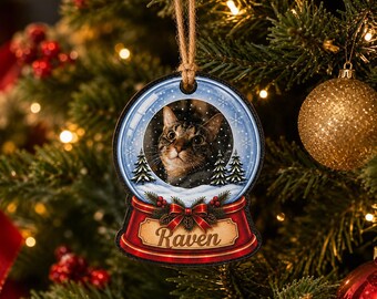 Adorno personalizado para mascotas a partir de una foto + nombre. Adorno para perros y gatos. Regalo personalizado en memoria de tu mascota. Adorno con retrato de mascota. Regalo conmemorativo para mascotas.
