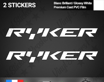 Set of 2 RYKER CAN-AM Stickers White 20 cm quad on-road glossy vinyl decal sticker canam sticker deco kit Tuning Brp 900 600