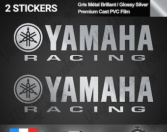 2 adesivi per YAMAHA 20cm SILVER film cast in PVC lucido metallizzato Logo Quality Premium Tuning Kit Racing Specchietti Serbatoio