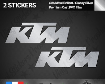 2 KTM SILVER 10cm Stickers Motorcycle Decal Tuning Kit Logo Tank Decorative Set Duke SX Cross Enduro Offroad Trail Roadster