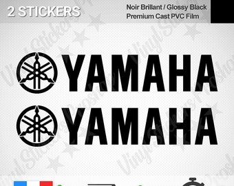 2 stickers for YAMAHA 20 cm BLACK glossy + Logo Cast PVC Film Premium Quality Tuning Decoration Tank decal adhesive Jetski Motorcycle kit