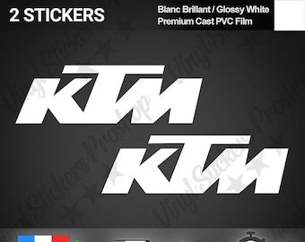 2 KTM WHITE 10cm Stickers Motorcycle Decal Tuning Kit Logo Tank Decals Decorative Set Duke SX Cross Enduro Offroad Trail Roadster