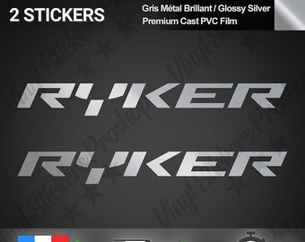 Set of 2 RYKER CAN-AM Silver Stickers 20cm Quad On-Road Glossy Vinyl Decal Sticker Can-Am Decoration Kit Tuning BRP 900 600 Metallic