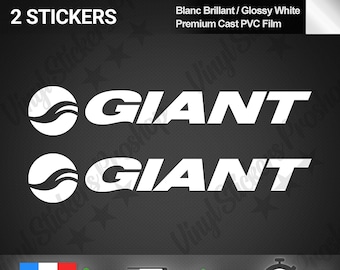 2 stickers GIANT 20 cm WHITE glossy Tuning kit Custom Bike mountain bike trekking bicycle cyclo-cross xtc trance reign tcr defy propel tcx trinity