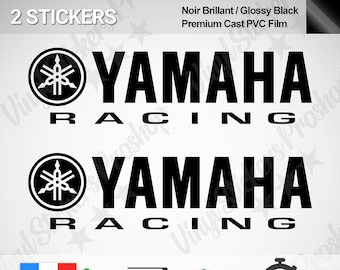 2 stickers for YAMAHA 20 cm Glossy BLACK + Logo PVC film cast Premium Quality Decoration Tank, mirrors, Tuning Racing Kit motorcycle