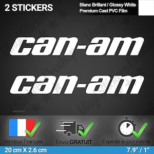 Set of 2 Stickers for CAN-AM White 20 cm quad spyder off-road Maverick 900 ryker BRP glossy vinyl decal sticker canam sticker deco kit