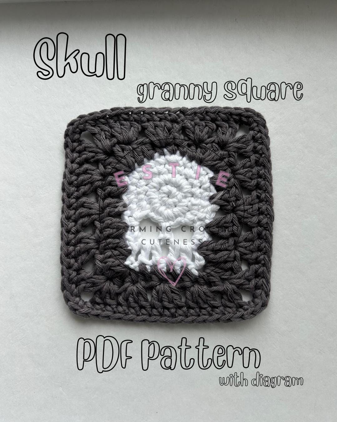 Halloween Skull Granny Square Crochet Pattern – Spooky Motif (PDF Pattern)