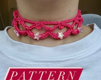 Crochet Beaded Choker Pattern, Cute DIY Choker (PDF Pattern)
