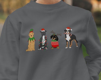 Weihnachten Hunde Sweatshirt, Hunde-Liebhaber-Pullover, Feiertags-Pullover, Weihnachtshemd, Hundegeschenk, süße Hunde, Geschenk für Hundeliebhaber, Hundemutter-Shirt