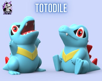 Totodile 3D PLA Print | Stand and Sitting | Multiple Colours and Size | Ornament Desk Toy Collect Nintendo Gameboy Switch Wii Game | PokeDex