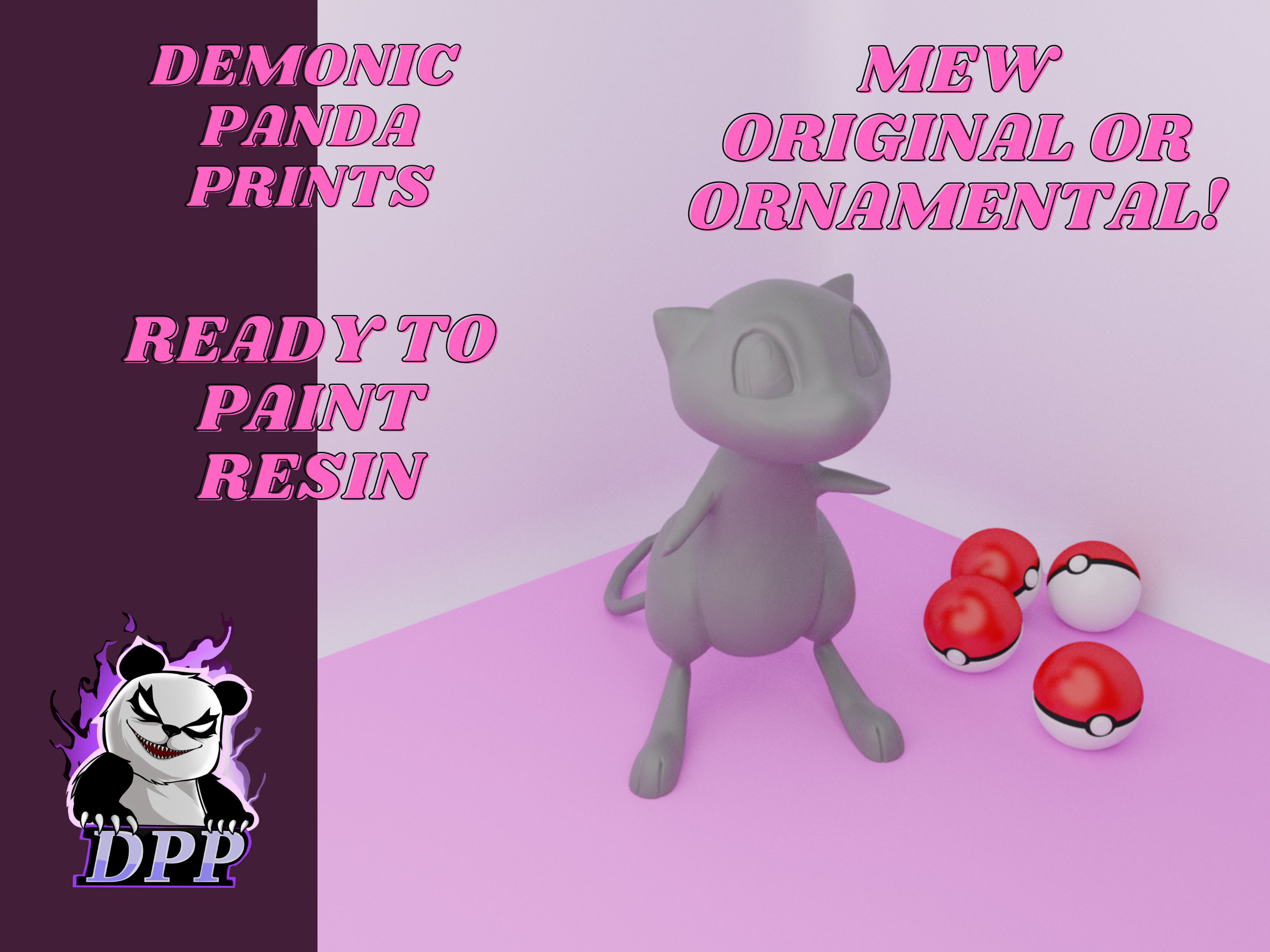 Mew Pokemon holding a heart 3D model 3D printable