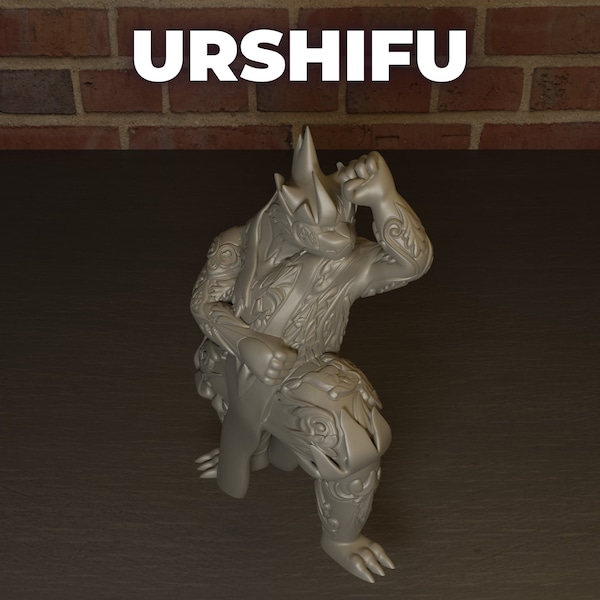 URSHIFU Pokémon de type combat ornemental | Ornement de jouet de figurine d’impression 3D en plastique PLA | Cadeau pour les joueurs et les geeks | Cadeau parfait pour Noël