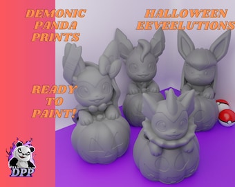 Halloween Eeveelution Pokemon - Vaporeon - Glaceon - Leafeon - Sylveon - Figure - Resin - Unpainted - miniature figurines - gift for gamers