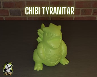 Chibi Tyranitar | Pokemon PLA Plastic 3D Print | Cute Adorable Ornament | Dark Rock Mega Evolution Dinousaur | House Room Ornament |