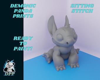 Sitting Stitch Statue - Lilo and Stitch - Unpainted - Ready to Paint - Gift for Him - Gift for Her - Painting Model