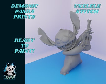 Stitch Playing Ukelele Statue - Lilo and Stitch - Unpainted - Ready to Paint - Gift for Him - Gift for Her - Painting Model